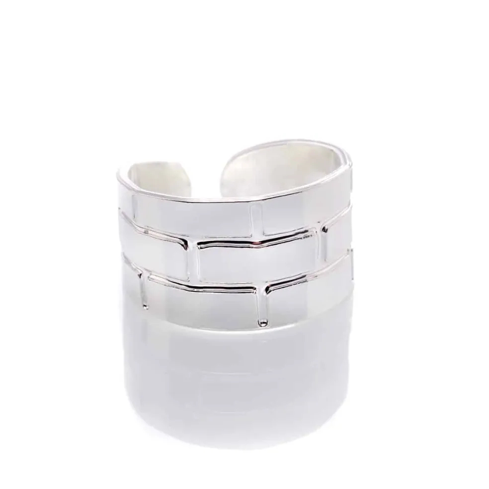 Bague briques argentée