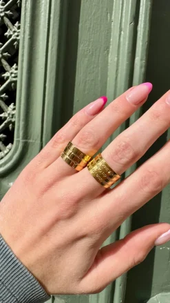 Bague briques dorée