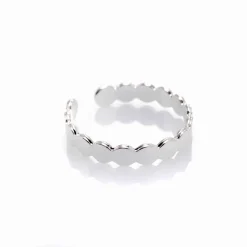 Bague de phalange alvéoles argentée