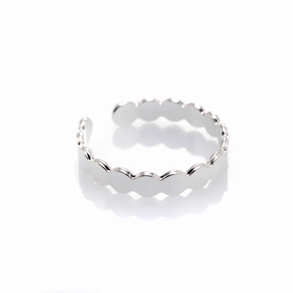 Bague de phalange alvéoles argentée
