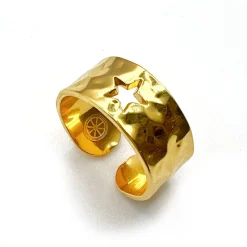 Bague de phalange alvéoles dorée