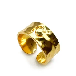 Bague martelée lune dorée