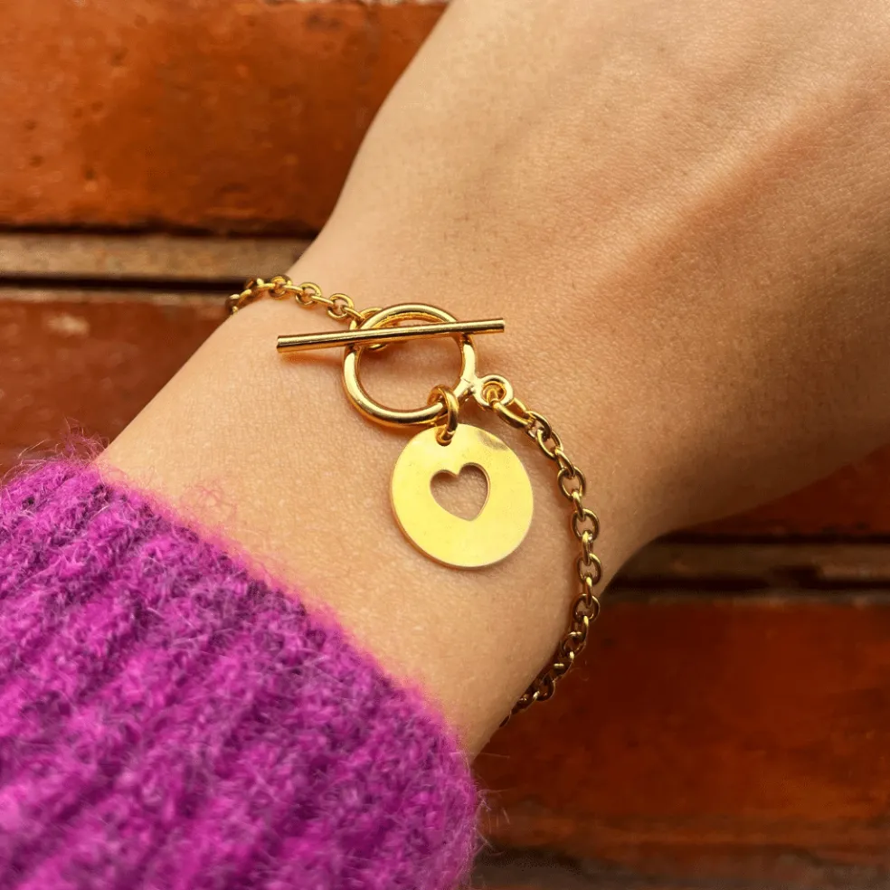 Bracelet chaîne fine coeur "Lou" doré