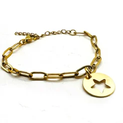 Bracelet chaîne maillons doré étoile