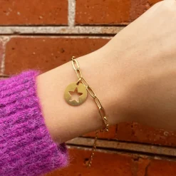 Bracelet chaîne maillons doré étoile
